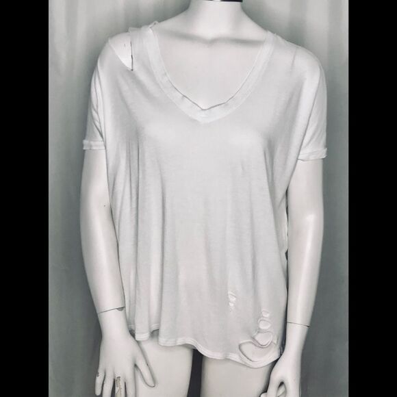 Michelle by Comune white ripped tee - Picture 1 of 6